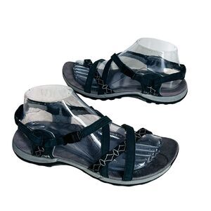 Merrell Sandals Footbed Shoes Womens Size 8 Black Gray Strappy Gorpcore